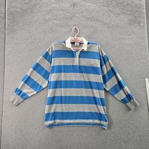 Geoffrey Hunter Women Polo XL Blue Striped Rugby Long Sleeve